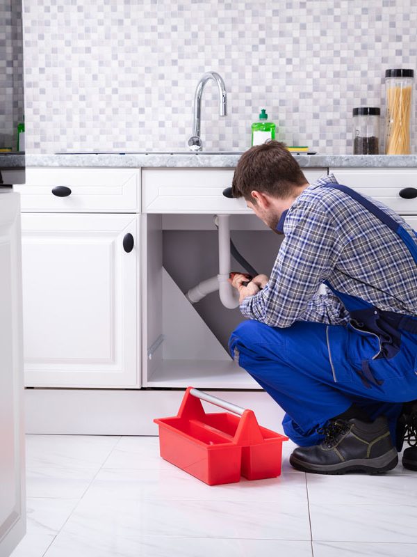 plumber fixing sink
